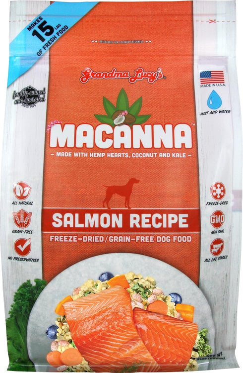 Grandma Lucy's Macanna Dog Food, Grain Free and Freeze-Dried, Salmon Recipe, 3Lb Bag