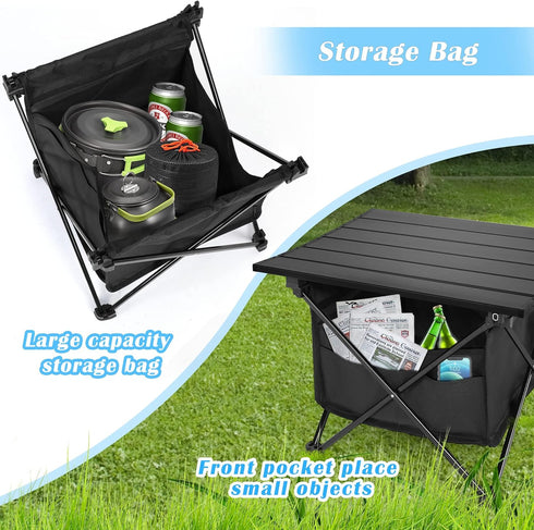 YSSOA Portable Folding Aluminum Alloy Table with High-Capacity Storage and Carry Bag for Camping, Traveling, Hiking