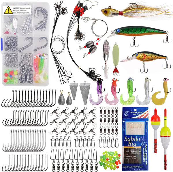 OROOTL Saltwater Fishing Tackle Kit, 212pcs Ocean Fishing Tackle Box with Rigs Hooks Lures Jig Spoons