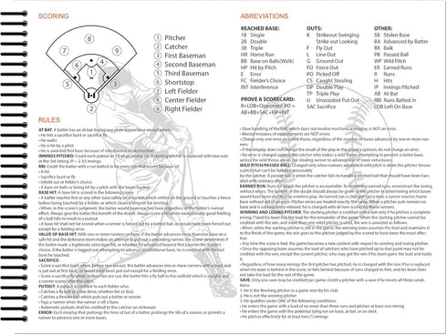 Perfect Strike Baseball Scorebook with Rules and Scoring Instructions, Heavy Duty for Youth or Adult Baseball and