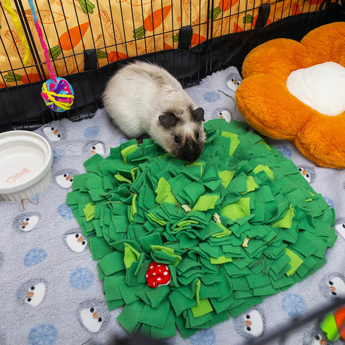 Chinchilla, Rabbit Foraging Mat, Interactive Bunny Foraging Toy Indoor, Soft Pet Feeding Mat Toy Also for Hedgehog
