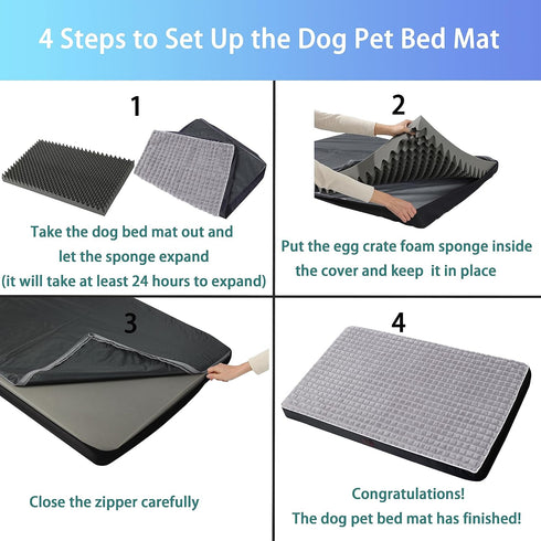 Waterproof Orthopedic Dog Beds for Large/Medium/Small Dogs, Grey Dog Crate Pad with Removable Washable Cover