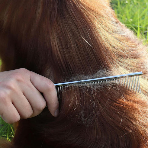 CWXZSTM Pet Steel Combs for Dog and Cat, Dematting Comb with Rounded Teeth and Non-Slip Grip Handle, 6.5IN/7.4IN