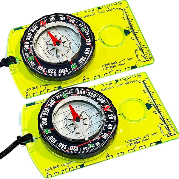 Pack of 2 Orienteering Compass, Hiking Compasses for Kids, Magnetic Gear Set for Navigation, Camping, Hunting