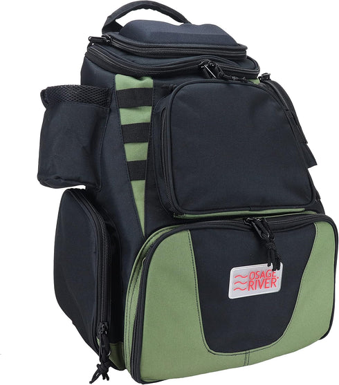 OSAGE RIVER Fishing Backpack Medium, Fits 4 Large Tackle Boxes, Waterproof Rain Cover, Includes Pliers and Flashlight