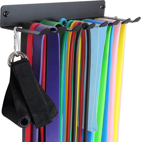 Gym Storage Rack - Resistance Band Rack, Wall Mount Barbell Rack for Heavy Duty Home Gym Equipment Storage