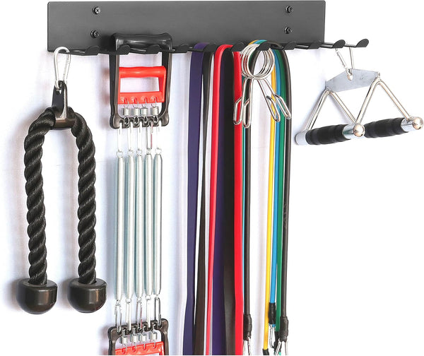 Heavy Duty Multi-Purpose Gym Equipment Storage Rack, Resistance Bands Hanger, Barbell Rack for Exercise Accessories