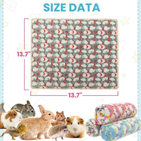 3PC Chinchilla Rabbit Bedding Mat Washable Soft Cage Liner Sleep Pad Fleece Blankets for Small Animals Guinea Pig Rat