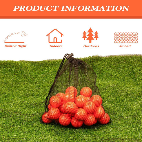 Bac-kitchen 40 Pack Foam Golf Practice Balls - Realistic Feel and Limited Flight Training Balls for Indoor or Outdoor