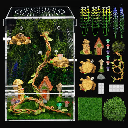 Jumping Spider Enclosure Kit,Escape Proof Reptile Tank,Praying Mantis Terrariums,Transparent Acrylic Bug Habitat,Arboreal