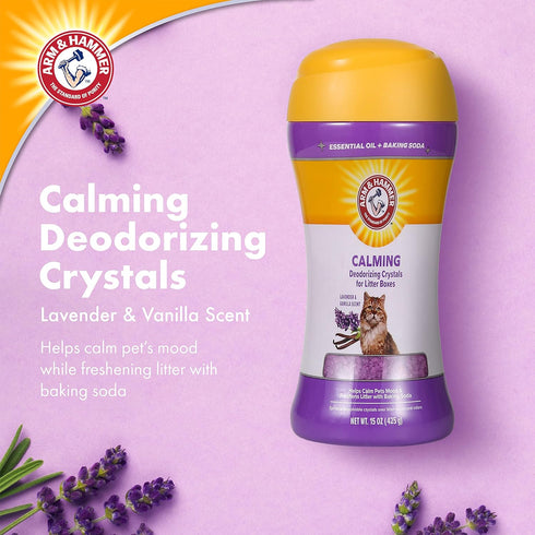 Arm & Hammer Deodorizing Cat Litter Crystals - Calming Odor Neutralizing in Lavender & Vanilla Scent - 15 Oz