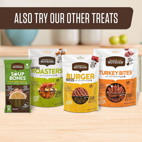 Rachael Ray Nutrish Turkey Bites: Real Meat Grain Free Dog Treats, Turkey Recipe with Hickory Smoked Bacon Flavor, 12