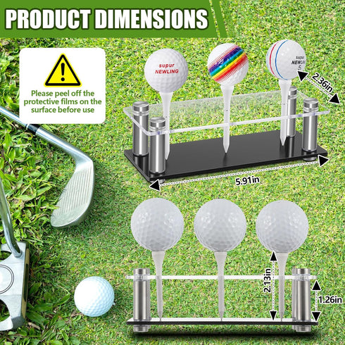 Realspring Acrylic Metal Golf Ball Display Case Golf Ball Holder with Black Base Golf Ball Stand Display Box for Golf