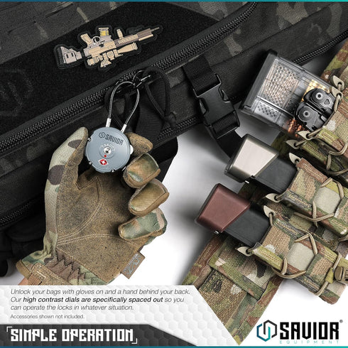 Savior Equipment Quality TSA-Approved 3-Digit Combination Cable Travel Luggage Locks for Rifle Bag, 4-Pack SW Gray