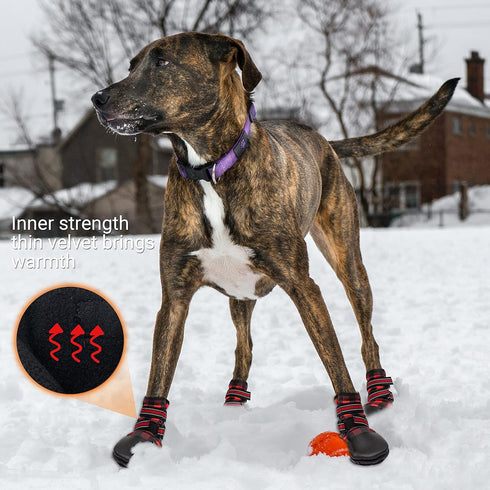 FLYSTAR Dog Shoes for Medium Large Dogs, Waterproof Non-Slip Boots for Winter, Reflective Adjustable Warm Paw Protector
