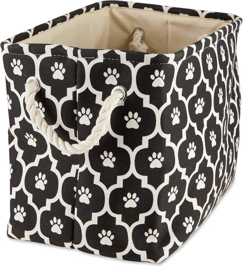 Bone Dry Pet Storage Collection Lattice Paw Print, Small Rectangle, Black