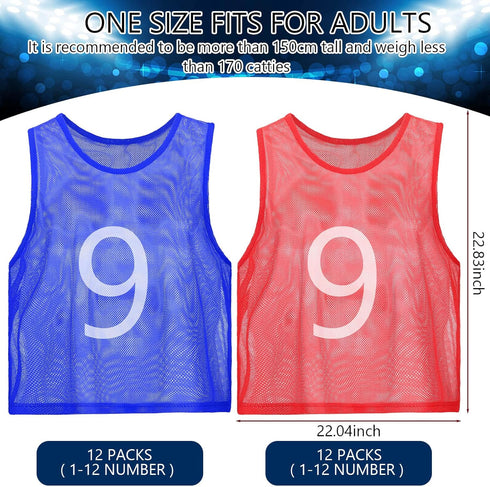 24 Scrimmage Scrimmage JenPen Pcs Nylon Mesh Pinnies with Numbers Jerseys for Vest Soccer Bibs for Youth Adult