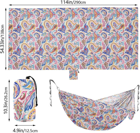 Hammocks 2 500 lbs Hammock Backpacking ALAZA Paisley Crayon Drawing Camping Single or Person Portable Parachute Travel