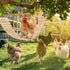 Jorewood Chicken Coop Toy Natural Wooden Chicken Swing & Bridge Toys Multi-Functional Poultry Perch with Wooden Beads