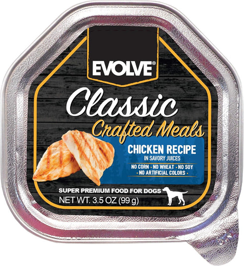 Evolve Pet Food Classic Crafted Meals Chicken Recipe Dog Food, 15 Pack, 3.5 Ounce Each