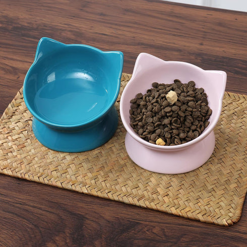 Park Life Designs Oscar Tilt Cat Dish, 10 Oz - Blue Pet Bowl