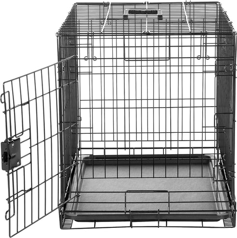 Amazon Basics Durable Foldable Metal Wire Dog Crate with Tray, Single Door, Easy Assembly, 30 x 19 x 21 Inches