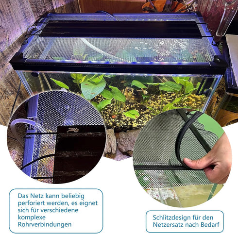 DIY Magnetic Fish Tank Lid Cover, Protective Net 37''X18'', Prevent Fish and Reptiles from Escaping