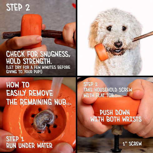 Medium Size Bully Stick Holder for Dogs - Interactive Dog Toy, Treat Dispenser, Slow Feeder, Chew Toy and Safety Device