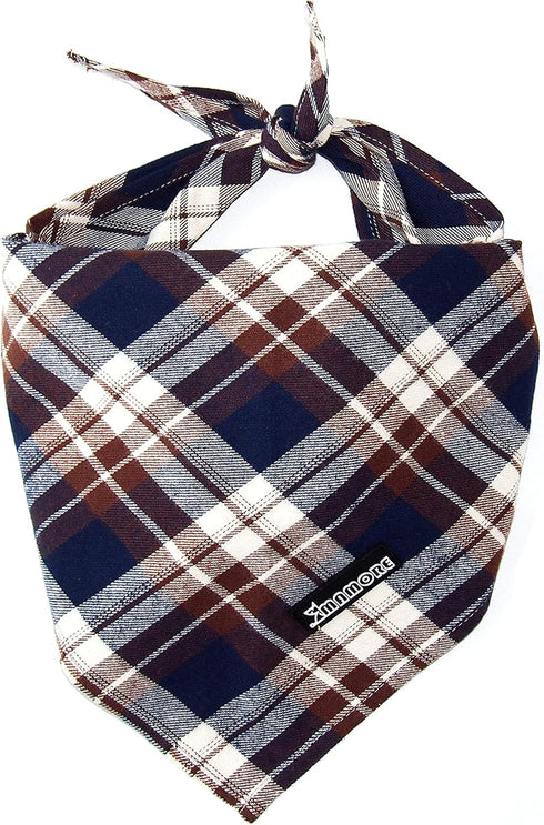 Adjustable Plaid Dog Bandanas, 1PC Soft Washable Cotton Triangle Bib for Small Medium Large Dogs and Cats