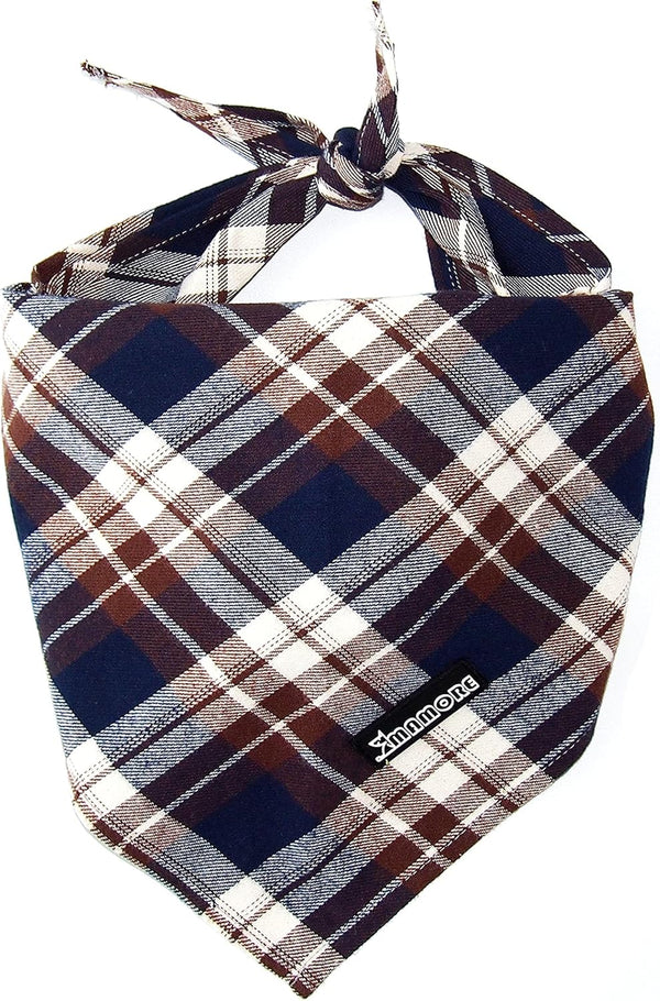 Adjustable Plaid Dog Bandanas, 1PC Soft Washable Cotton Triangle Bib for Small Medium Large Dogs and Cats