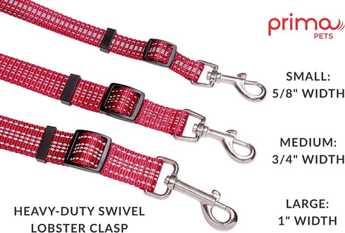 Prima Pet Premium Reflective Double Dog Leash, Adjustable Coupler, 2 Padded Handles, Tangle Free, Medium