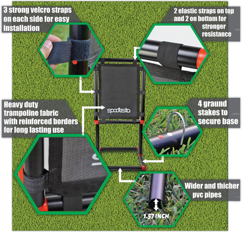 SPORTTISTA Baseball Strike Zone Target Compatible with Plastic Ball Games & Blitzball, Durable & Stable Frame