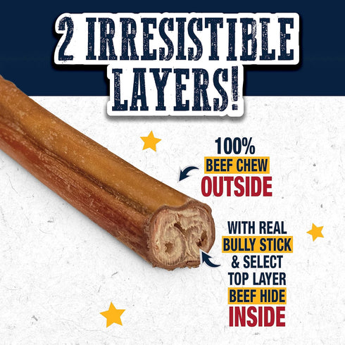 5 Count Cadet Bully Hide Sticks for Small Dogs, All-Natural Beef Pizzle, Limited-Ingredient Long-Lasting Dog Chews