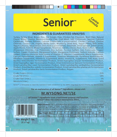 Wysong Senior Canine Formula Dry Diet Dog Food, 5 Pound Bag