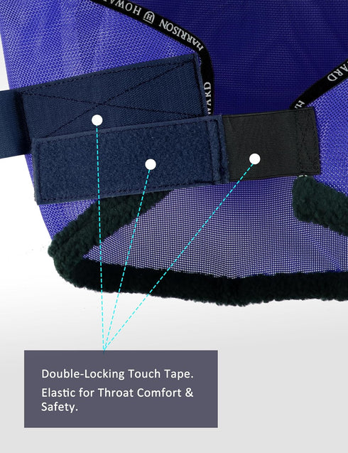 Harrison Howard UV-Blocking Mesh Fly Mask for Horses - Deep Navy, Size L