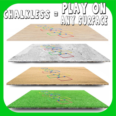 GETMOVIN SPORTS Hopscotch Squares Set - Giant 15 Inch Squares with 2 Premium Beanbags for Indoor/Outdoor Fun