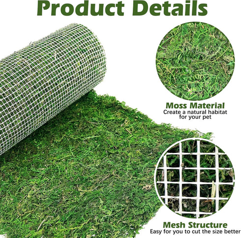 (11.81" 47.24") Reptile Carpet Cuttable Terrarium Mat Artificial Moss Reptile Liner Green Substrate Flooring Bearded