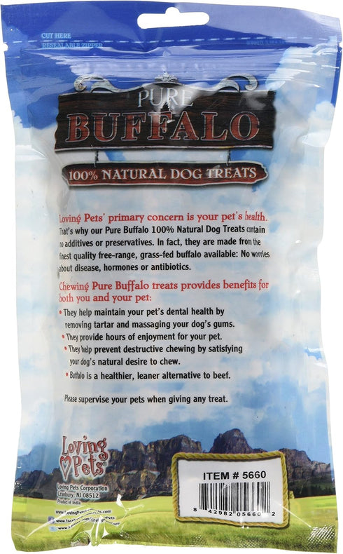 Loving Pets Pure Buffalo 6-Inch Braided Bully Stick Dog Treat, 3-Pack