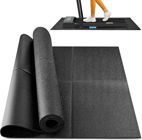 Foldable Rubber Treadmill Mat - Exercise Bike Mat with Waterproof Non-Slip Shock