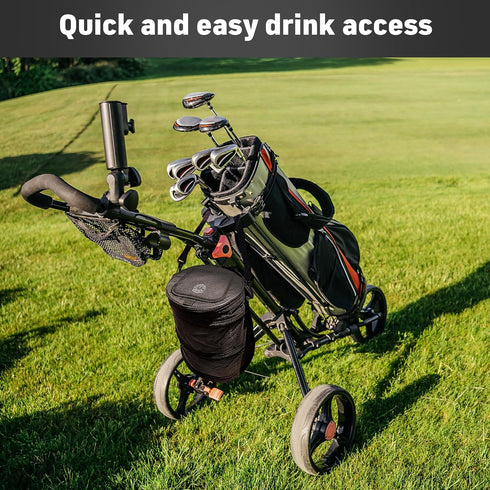 Golf Cart Cooler - Collapsible Pop Up Design for Carts, Fits in Baskets or on Fenders, Ideal Beer Cooler, Black