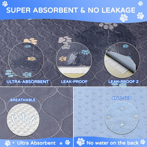 2PCS 100% 18'' 24'' Aitmexcn Washable Puppy Dog Pee Pad, Waterproof Whelping Training Mat for Puppy/Senior Dog, Fast