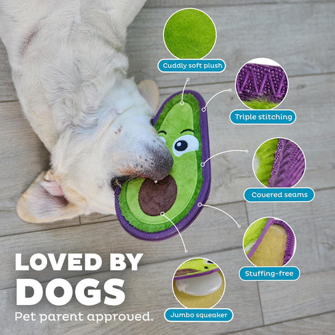 Outward Hound Tough Skinz Durable Squeaky Dog Toy, Medium Avocado Green with Two Tough Layers
