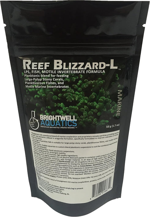 Brightwell Aquatics Reef Blizzard L, Powder Planktonic Food Blend for Large Stony Corals, 50g
