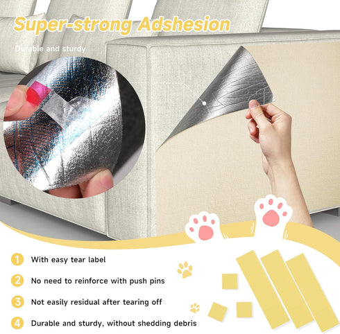 HOOSHEE 78.7''x15.8'' Trimmable Cat Scratch Furniture Protector, DIY Self-Adhesive, Durable Corner Scratcher Couch