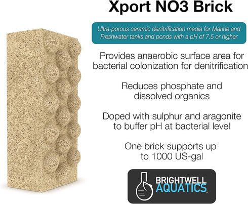 Brightwell Aquatics Xport NO3 Brick, Ultra-activated Denitrification Brick Media with Elemental Sulfur
