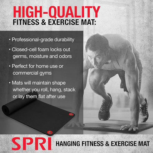 SPRI Hanging Exercise Mat, Fitness & Yoga Mat for Group Fitness Classes, Commercial Grade Quality
