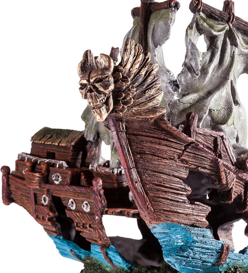 (2 5 UNEAK - Shipwreck Aquarium Decorations Pirate Ship Ornament w/Sail Pieces) Gallons and Larger Fish Tank, Sunken
