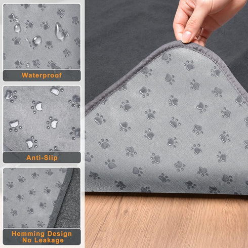 2 Packs (36"x48"-Gray) LOOBANI Extra Large Reusable Dog Mat for Floor, Non-Slip Washable Pee Pads for Dogs, Fast