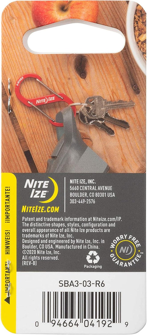 Nite Ize Size-3 S-Biner Dual Carabiner, Aluminum, Blue Color