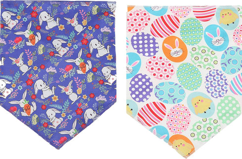 BoomBone Easter Dog Bandana | 2 Pack Triangle Bibs Pet Scarf for Small to Large Dogs and Cats